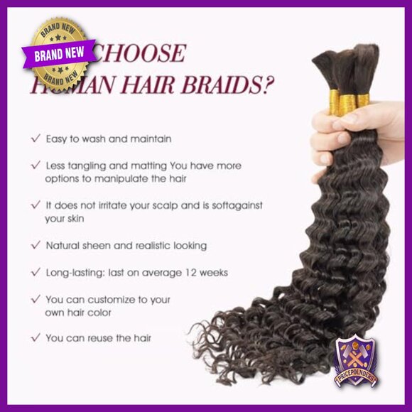 Deep Wave Human Hair Extensions for Boho Braids 20 Inch main image 5